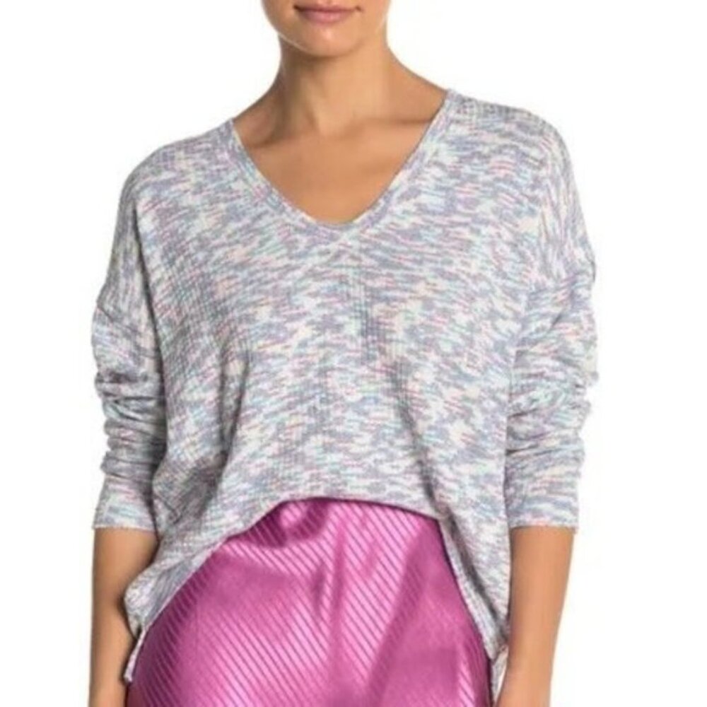 NORDSTROM CODE x MODE WOMEN'S V-neck space dye sweater multi Size XLarge  NEW